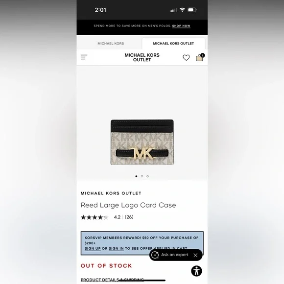 Michael Kors Black and Cream Logo Card Case🖤Sold out at Michael Kors - Picture 2 of 4